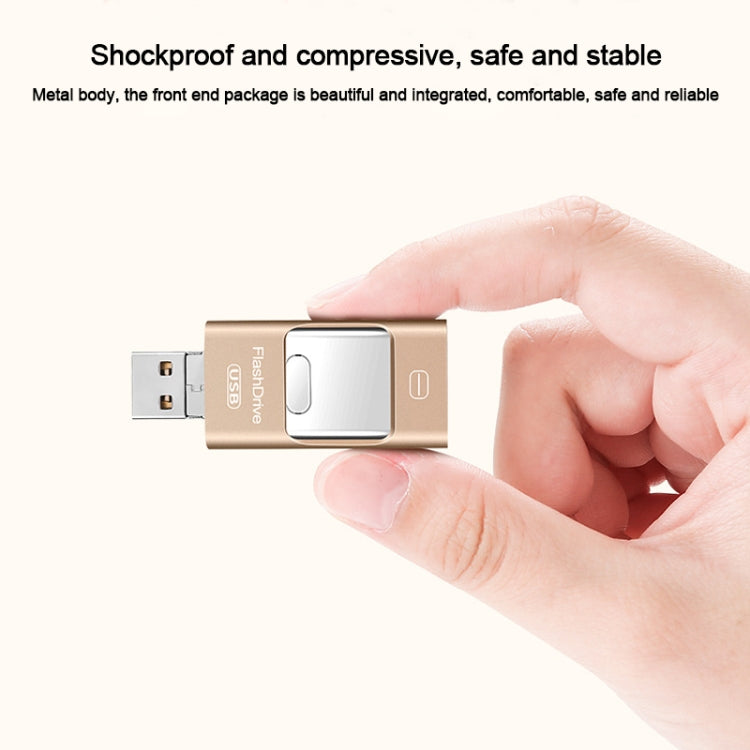 32GB USB 3.0 + 8 Pin + Mirco USB Android iPhone Computer Dual-use Metal Flash Drive, 32GB USB 3.0