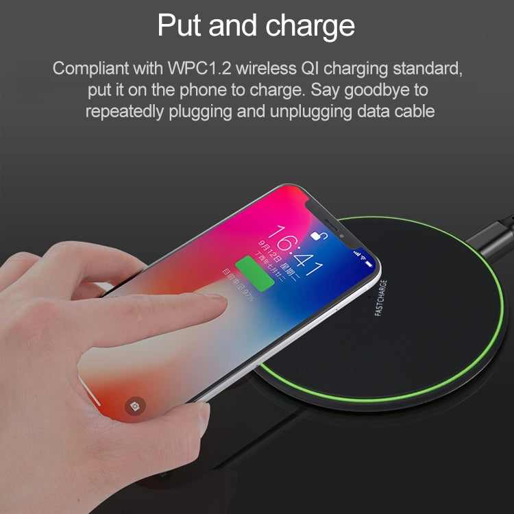 KD-1 Ultra-thin 10W Fast Charging Wireless Charger for Android Phones & iPhone, Fast Charging, Black, Fast Charging, White