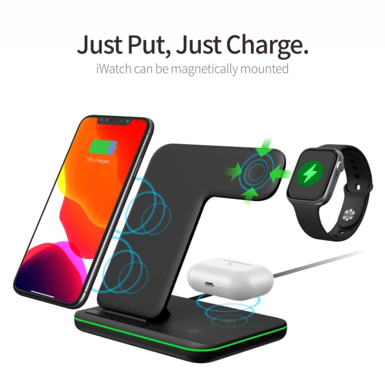 Z5A QI Vertical Magnetic Wireless Charger for Mobile Phones & Apple Watches & AirPods / Samsung Galaxy Buds / Huawei Free Buds, with Touch Ring Light, Z5A