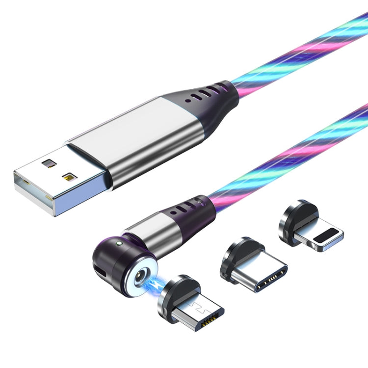 3 in 1 2.4A USB to 8 Pin + Micro USB + USB-C / Type-C 540 Degree Bendable Streamer Magnetic Data Cable, Cable Length: 1m, 8 Pin + Micro USB + USB-C / Type-C