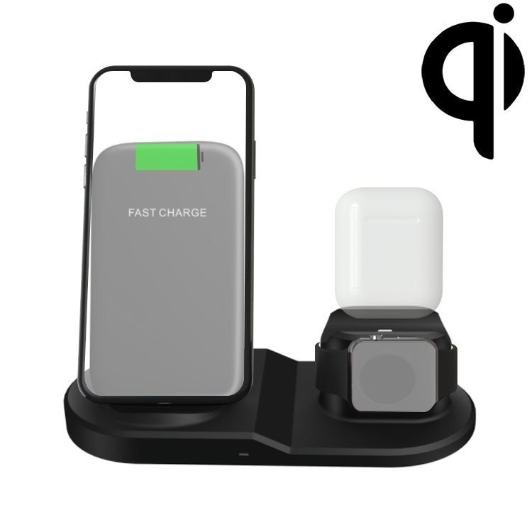 OJD-45 3 in 1 QI 10W Mobile Phone + Watch + 8 Pin Earphone Charging Port Multi-function Wireless Charger for Mobile Phones & Watches & AirPods 2, OJD-45