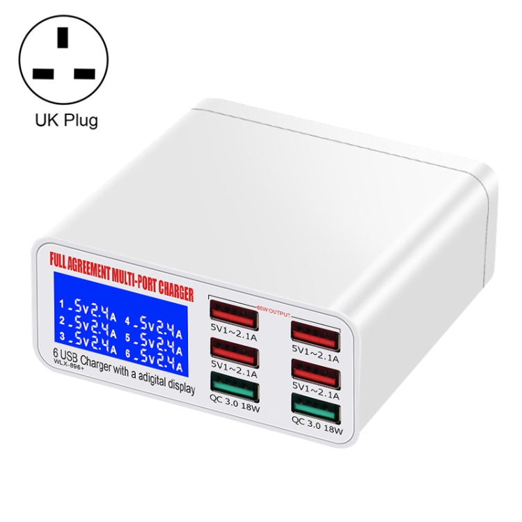 WLX-896+ 6 In 1 Multi-function Smart Digital Display USB Charger, WLX-896+(AU Plug), WLX-896+(EU Plug), WLX-896+(UK Plug), WLX-896+(US Plug)