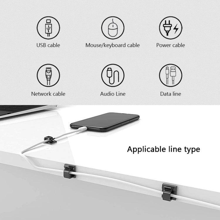 HG2392 50 PCS Desktop Data Cable Organizer Fixing Clip, Gum Type: Red and Grey, 50 PCS / Red and Grey