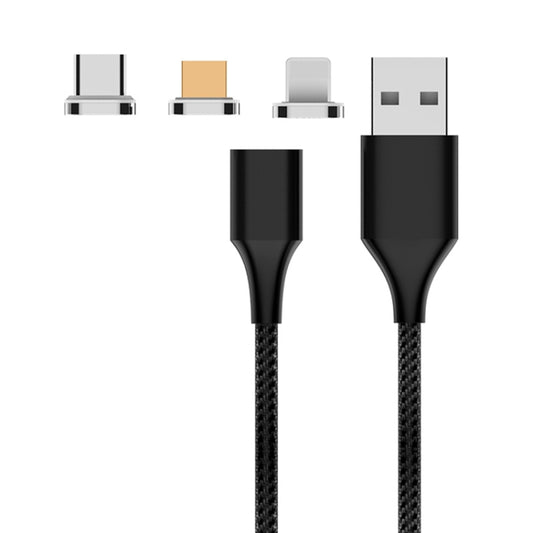 M11 3 in 1 3A USB to 8 Pin + Micro USB + USB-C / Type-C Nylon Braided Magnetic Data Cable, Cable Length: 1m, 8 Pin + Micro USB + USB-C / Type-C