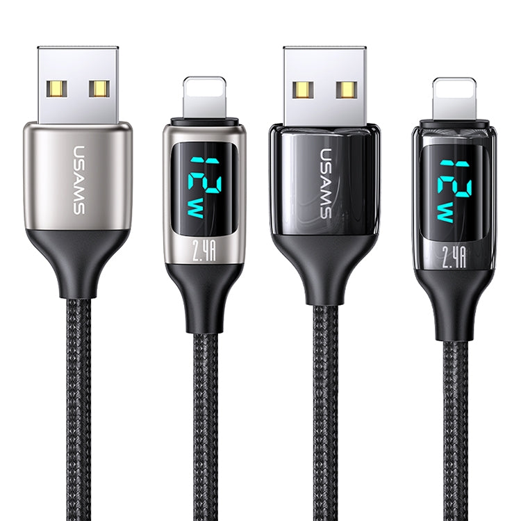 USAMS US-SJ543 U78 8 Pin Aluminum Alloy Digital Display Charging Data Cable, Length: 1.2m, 8 Pin