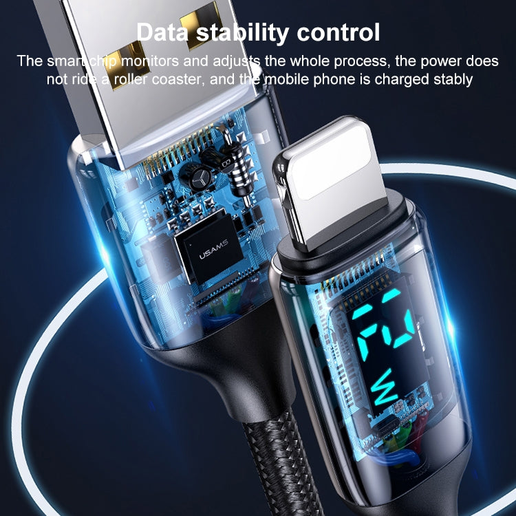 USAMS US-SJ543 U78 8 Pin Aluminum Alloy Digital Display Charging Data Cable, Length: 1.2m, 8 Pin