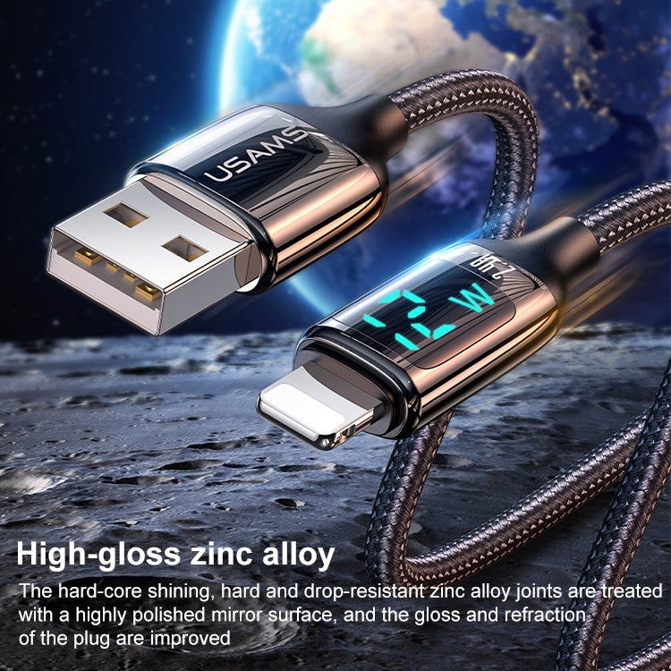 USAMS US-SJ543 U78 8 Pin Aluminum Alloy Digital Display Charging Data Cable, Length: 1.2m, 8 Pin