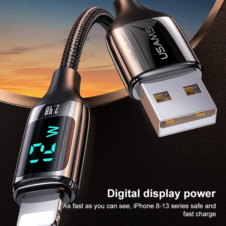 USAMS US-SJ543 U78 8 Pin Aluminum Alloy Digital Display Charging Data Cable, Length: 1.2m, 8 Pin