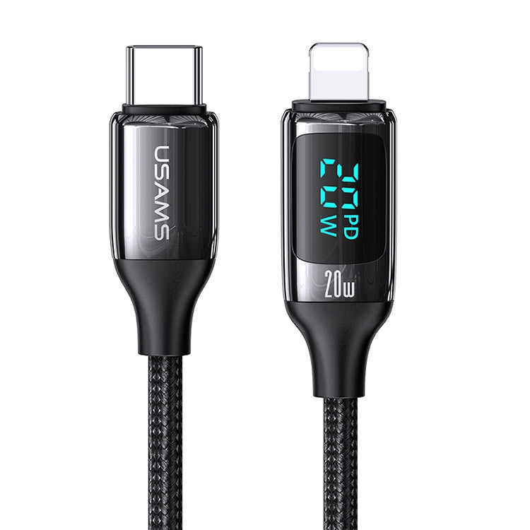 USAMS US-SJ545 U78 Type-C / USB-C to 8 Pin PD Aluminum Alloy Digital Display Fast Charging Data Cable, Length: 1.2m, Type-C to 8 Pin