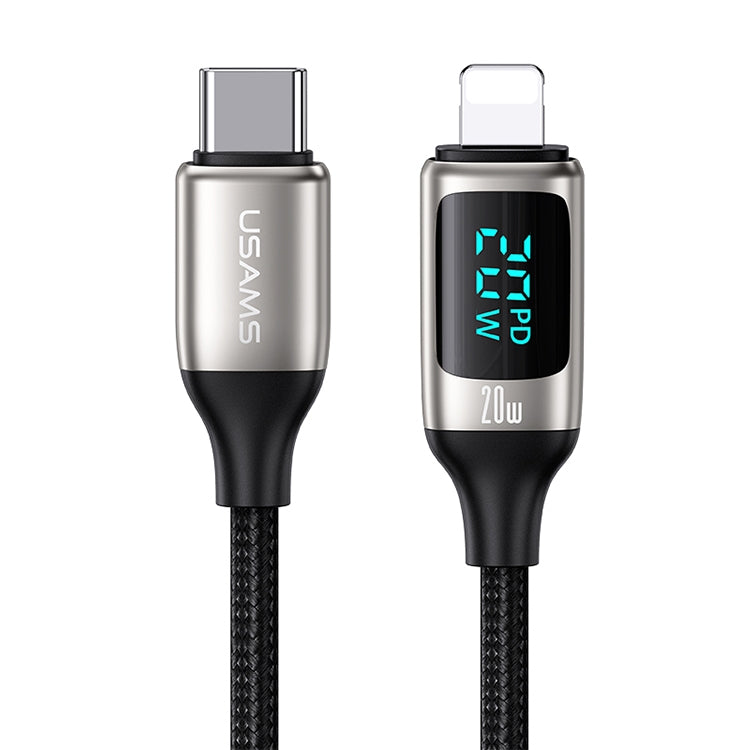 USAMS US-SJ545 U78 Type-C / USB-C to 8 Pin PD Aluminum Alloy Digital Display Fast Charging Data Cable, Length: 1.2m, Type-C to 8 Pin