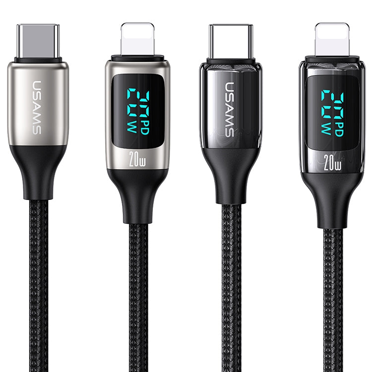 USAMS US-SJ545 U78 Type-C / USB-C to 8 Pin PD Aluminum Alloy Digital Display Fast Charging Data Cable, Length: 1.2m, Type-C to 8 Pin