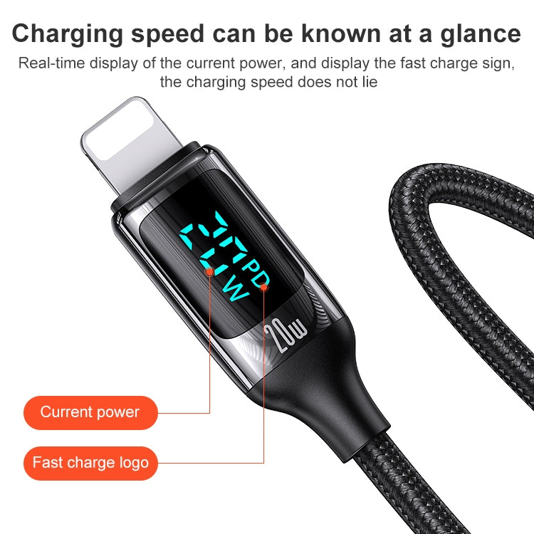 USAMS US-SJ545 U78 Type-C / USB-C to 8 Pin PD Aluminum Alloy Digital Display Fast Charging Data Cable, Length: 1.2m, Type-C to 8 Pin