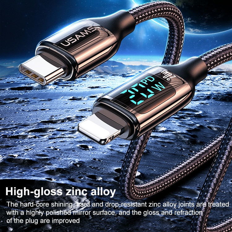 USAMS US-SJ545 U78 Type-C / USB-C to 8 Pin PD Aluminum Alloy Digital Display Fast Charging Data Cable, Length: 1.2m, Type-C to 8 Pin