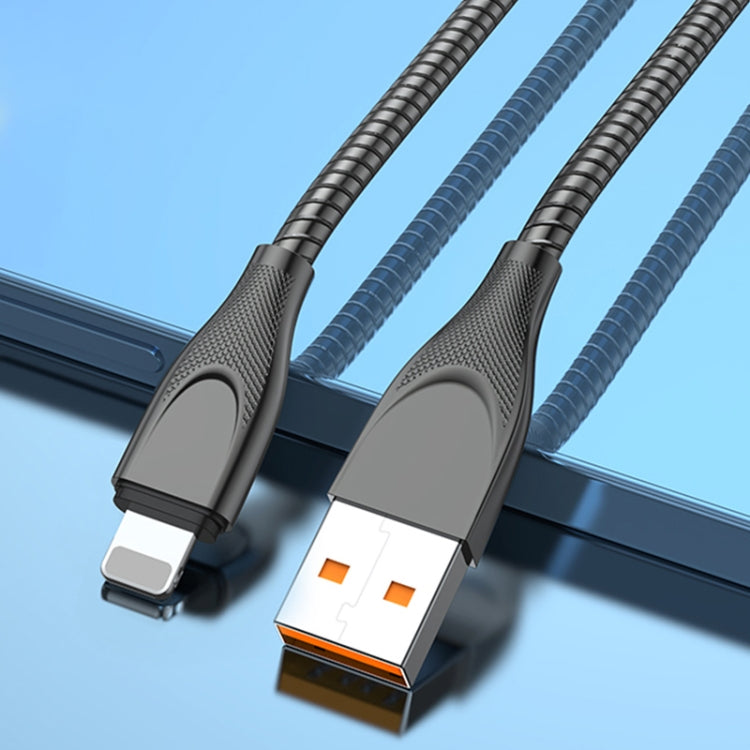 ADC-009 USB to 8 Pin Zinc Alloy Hose Fast Charging Data Cable, Cable Length: 1m, USB to 8 Pin