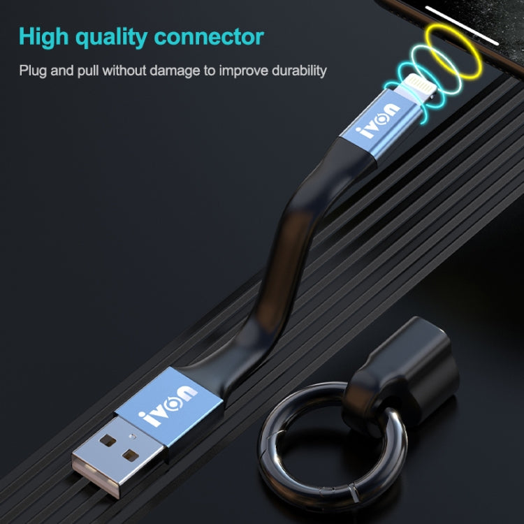 IVON CA90 2.4A USB to 8 Pin Portable Data Cable with Ring, Length: 14.5cm, 8 Pin