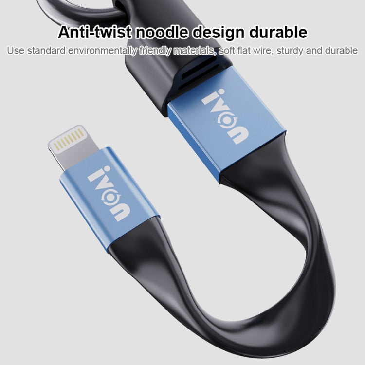 IVON CA90 2.4A USB to 8 Pin Portable Data Cable with Ring, Length: 14.5cm, 8 Pin