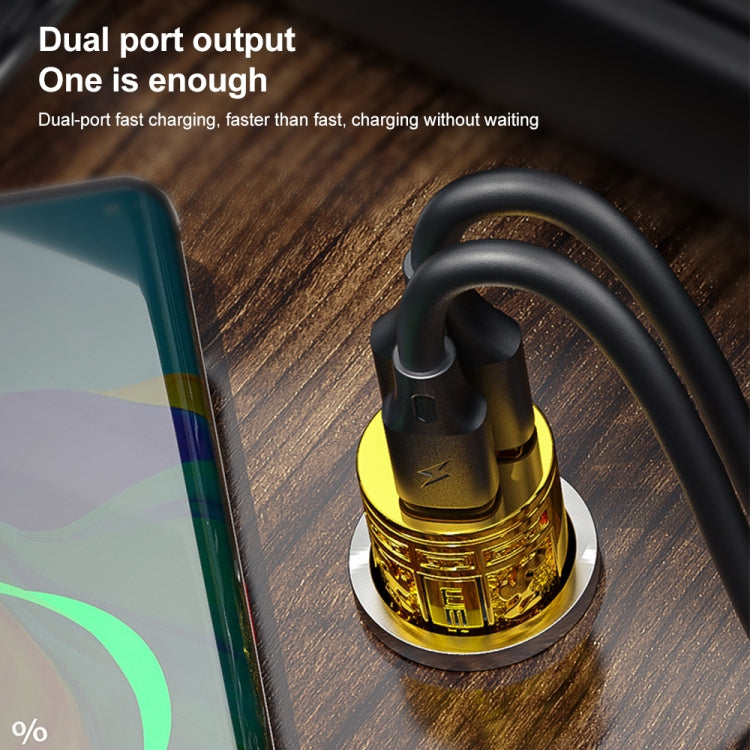 WK WP-C37 Type-C / USB-C + USB Dual Ports Fast Charging Car Charger, WP-C37