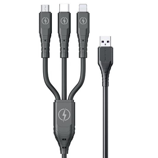 WK WDC-153 8 Pin + Type-C / USB-C + Micro USB 3 In 1 Fast Charging Data Cable, Length: 1.2m, 8 Pin + Type-C + Micro USB