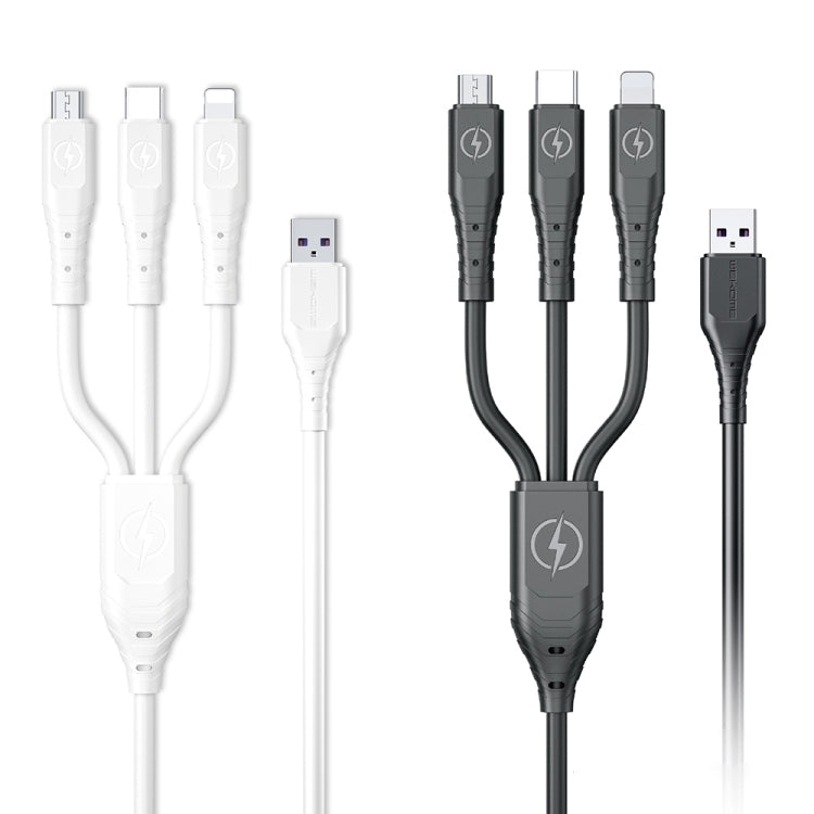 WK WDC-153 8 Pin + Type-C / USB-C + Micro USB 3 In 1 Fast Charging Data Cable, Length: 1.2m, 8 Pin + Type-C + Micro USB