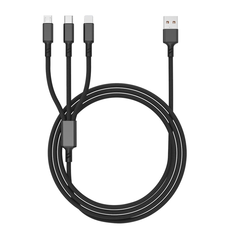 Braided 3A 3 in 1 USB to Type-C / 8 Pin / Micro USB Fast Charging Cable, Cable Length: 1.2m, White Plug (Black), White Plugaided (Blue), White Plug (Red)