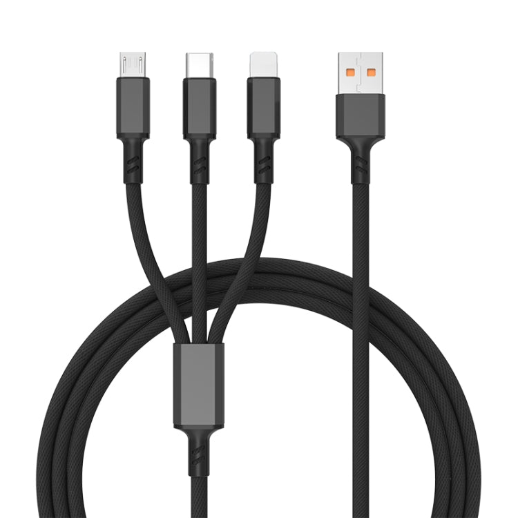 Braided 3A 3 in 1 USB to Type-C / 8 Pin / Micro USB Fast Charging Cable, Cable Length: 1.2m, White Plug (Black), White Plugaided (Blue), White Plug (Red)