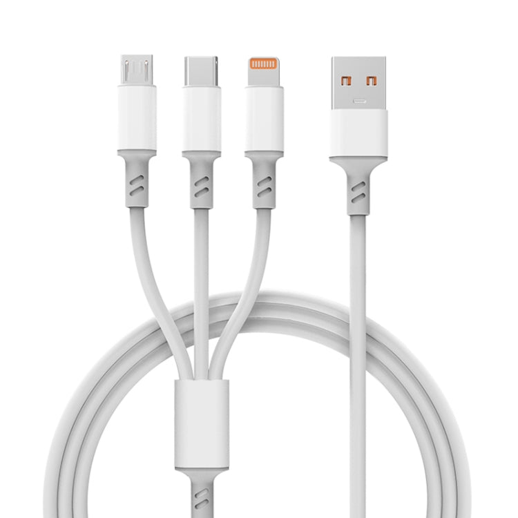 3A 3 in 1 USB to Type-C / 8 Pin / Micro USB Fast Charging Cable, Cable Length: 1.2m, White