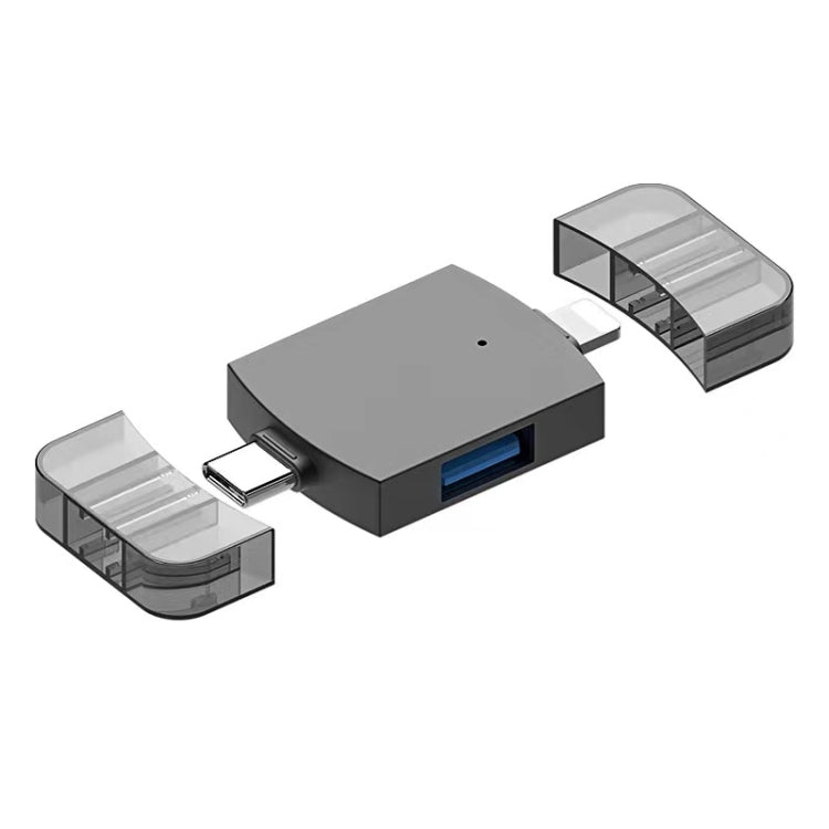 2 in 1 USB 2.0 + USB 3.0 Female to 8 Pin + USB-C / Type-C Male OTG Adapter, USB 2.0 + USB 3.0 Female to 8 Pin + USB-C / Type-C Male