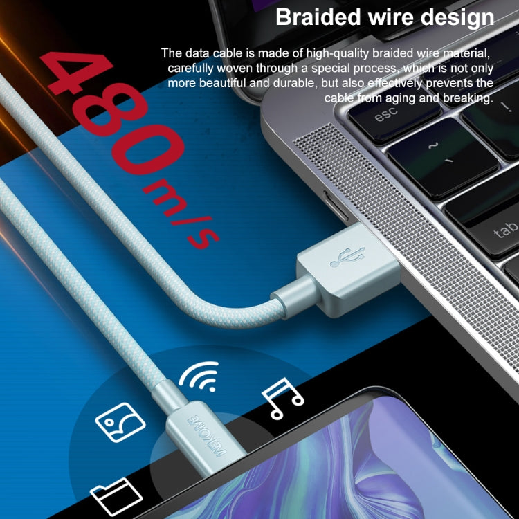 WEKOME WDC-03 Tidal Energy Series 2.4A USB to 8 Pin Braided Data Cable, Length: 1m, USB to 8 Pin