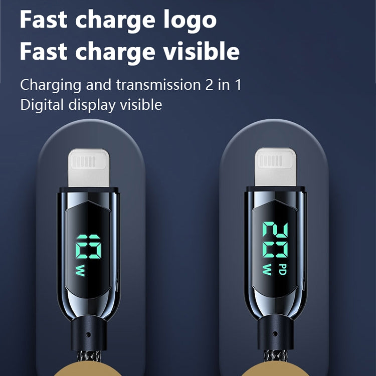 Mutural Li-CC001 1.2m PD20W Digital Display USB-C / Type-C to 8 Pin Charging Data Cable, Type-C to 8 Pin