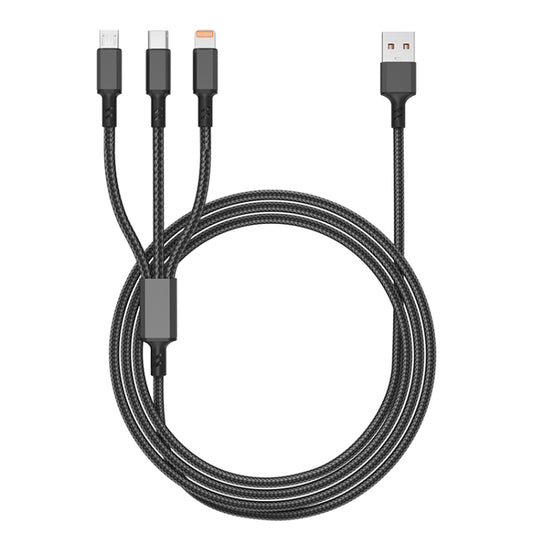 Orange Plug 3A 3 in 1 USB to Type-C / 8 Pin / Micro USB Fast Charging Cable, Cable Length: 1.2m, Orange Plug (Black), Orange Plug (Blue), Orange Plug (Red), Orange Plug (Silver)