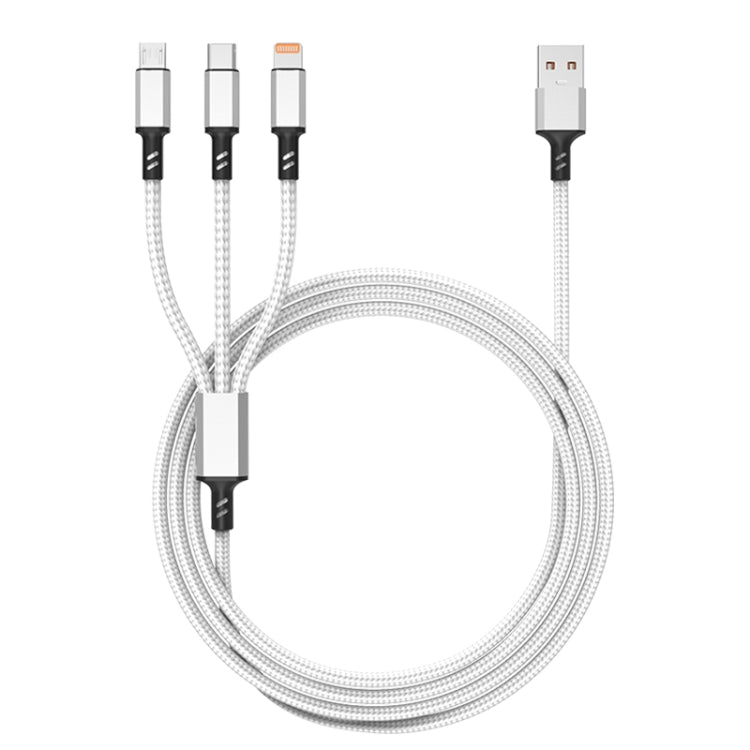 Orange Plug 3A 3 in 1 USB to Type-C / 8 Pin / Micro USB Fast Charging Cable, Cable Length: 1.2m, Orange Plug (Black), Orange Plug (Blue), Orange Plug (Red), Orange Plug (Silver)