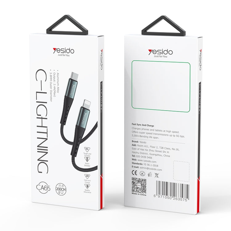 Yesido CA65 2.4A USB-C / Type-C to 8 Pin Charging Cable, Length: 2m, CA65