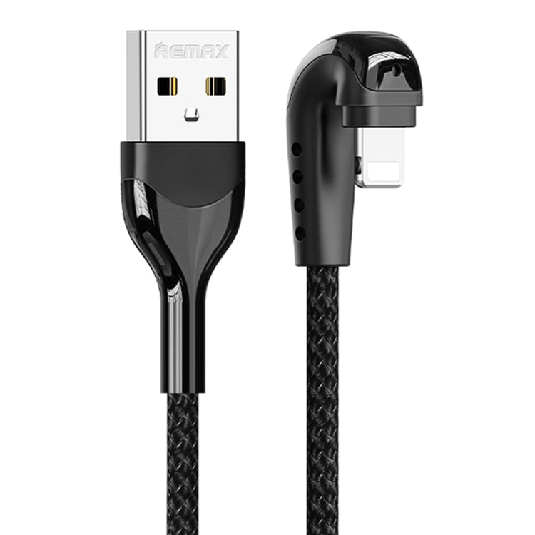 REMAX RC-177i Heymanba II 2.1A USB to 8 Pin 180 Degrees Elbow Zinc Alloy Braided Gaming Data Cable, Cable Length: 1m, RC-177i