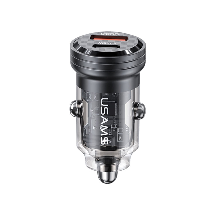 USAMS US-CC175 C35 45W Aluminum Alloy Transparent Dual USB Port Mini Car Charger, CC175 C35