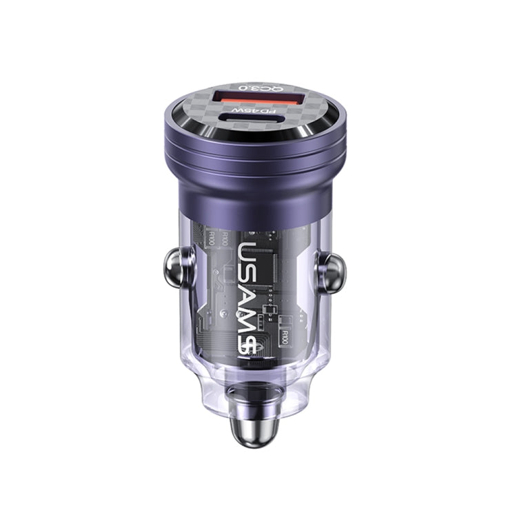 USAMS US-CC175 C35 45W Aluminum Alloy Transparent Dual USB Port Mini Car Charger, CC175 C35