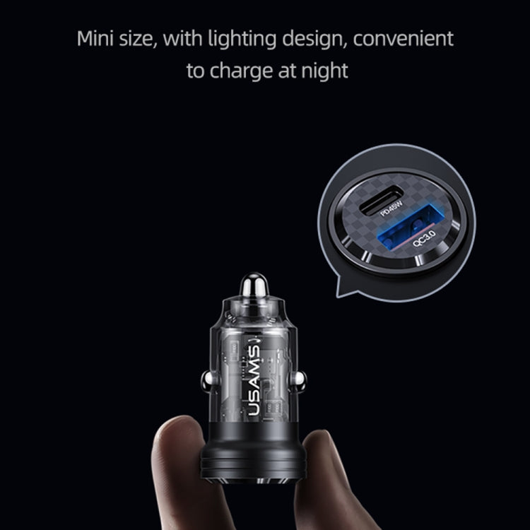 USAMS US-CC175 C35 45W Aluminum Alloy Transparent Dual USB Port Mini Car Charger, CC175 C35