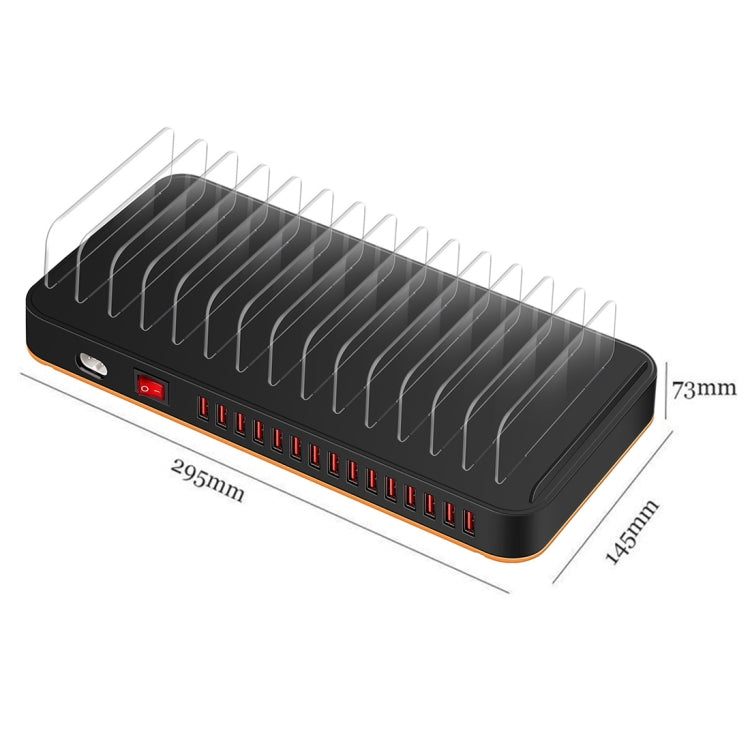 WLX-815 100W 15 Ports USB Fast Charging Dock Smart Charger with Phone & Tablet Holder, 100W US Plug, 100W EU Plug, 100W UK Plug, 100W AU Plug