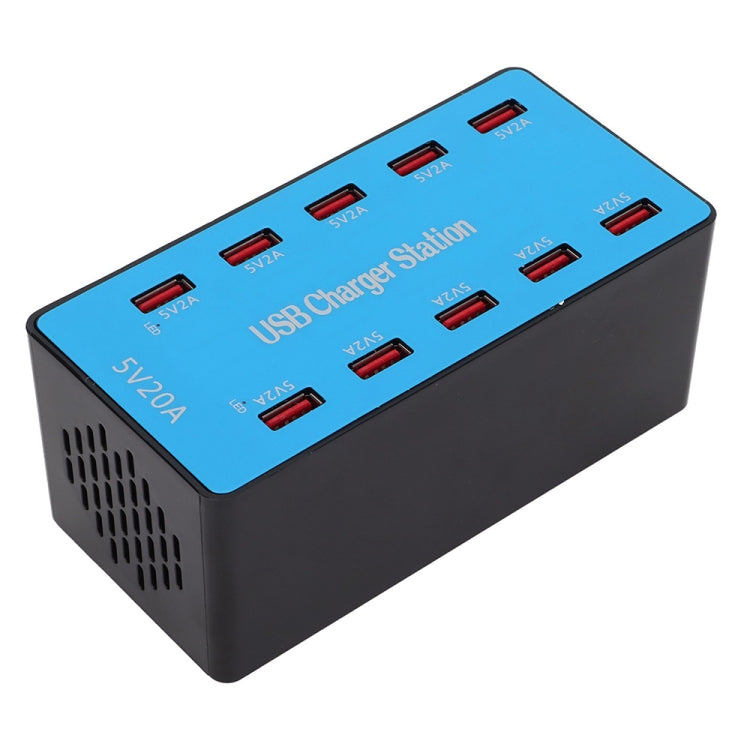 A5B 100W 10 Ports USB Smart Charging Station with Indicator Light, US Plug, 100W