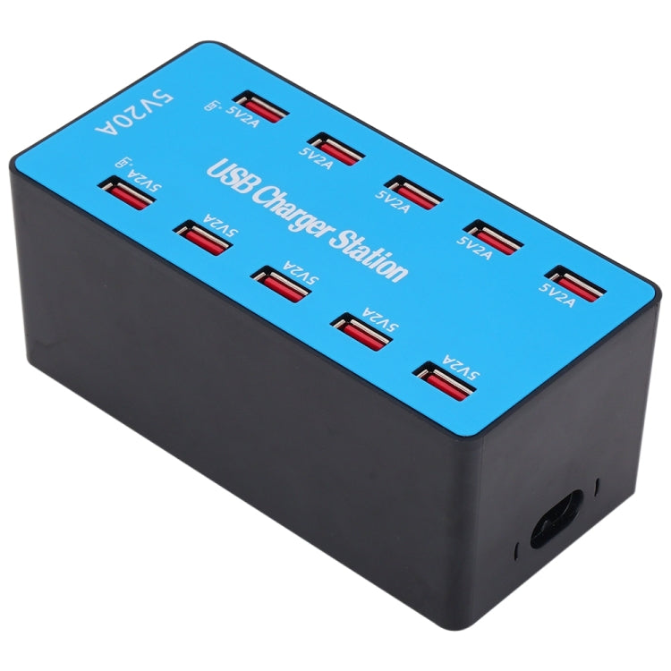 A5B 100W 10 Ports USB Smart Charging Station with Indicator Light, US Plug, 100W