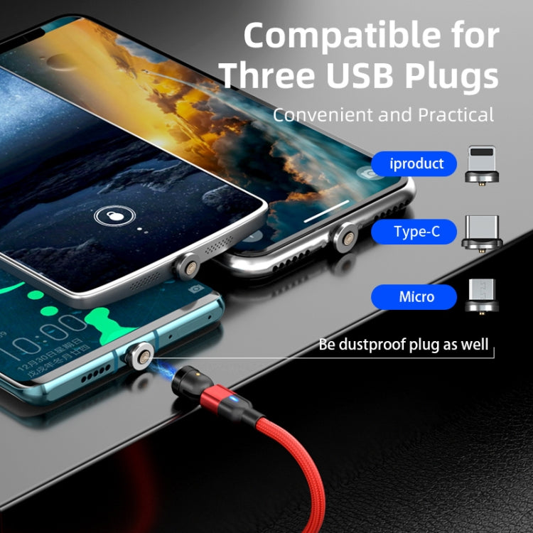 1m 3A Output 3 in 1 USB to 8 Pin + USB-C / Type-C + Micro USB 540 Degree Rotating Magnetic Data Sync Charging Cable, 1m 3 in 1