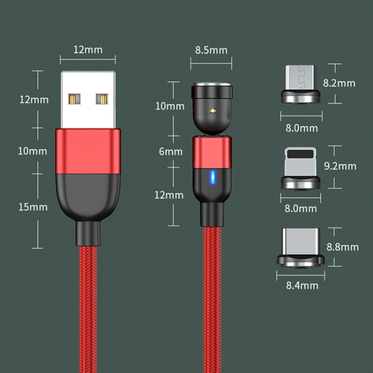 1m 3A Output 3 in 1 USB to 8 Pin + USB-C / Type-C + Micro USB 540 Degree Rotating Magnetic Data Sync Charging Cable, 1m 3 in 1