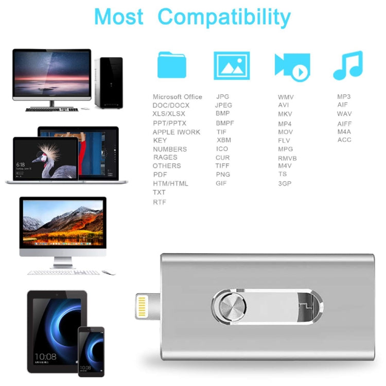 RQW-02 3 in 1 USB 2.0 & 8 Pin & Micro USB 32GB Flash Drive, RQW-02 Gold