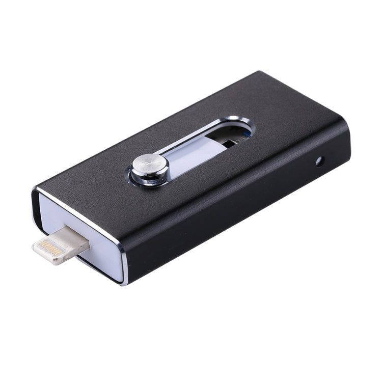 RQW-02 3 in 1 USB 2.0 & 8 Pin & Micro USB 64GB Flash Drive, RQW-02 Black