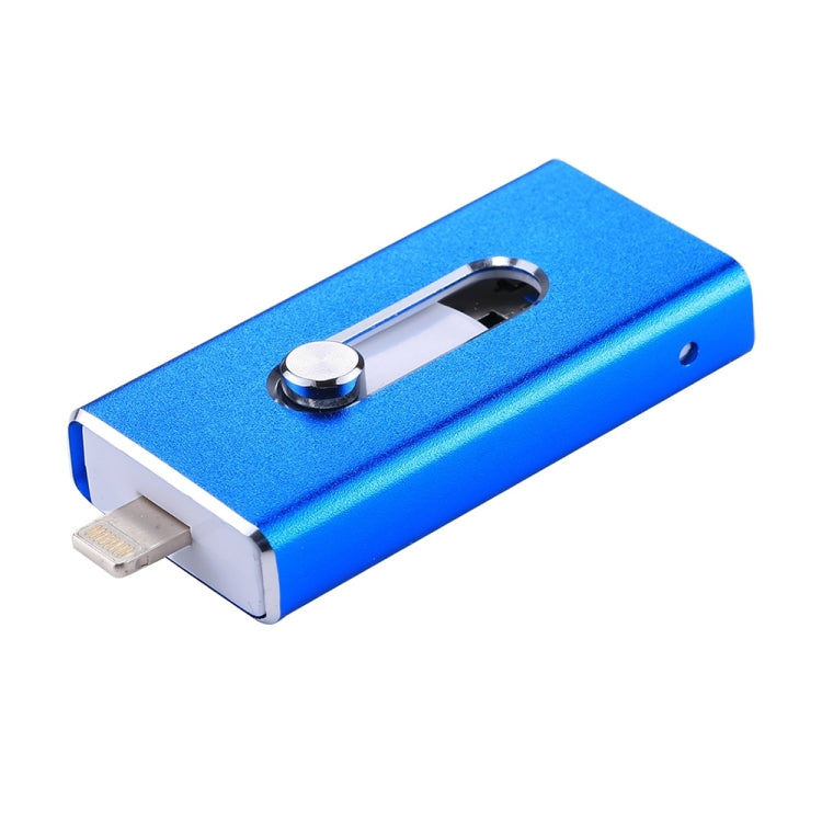 RQW-02 3 in 1 USB 2.0 & 8 Pin & Micro USB 128GB Flash Drive, RQW-02 Blue