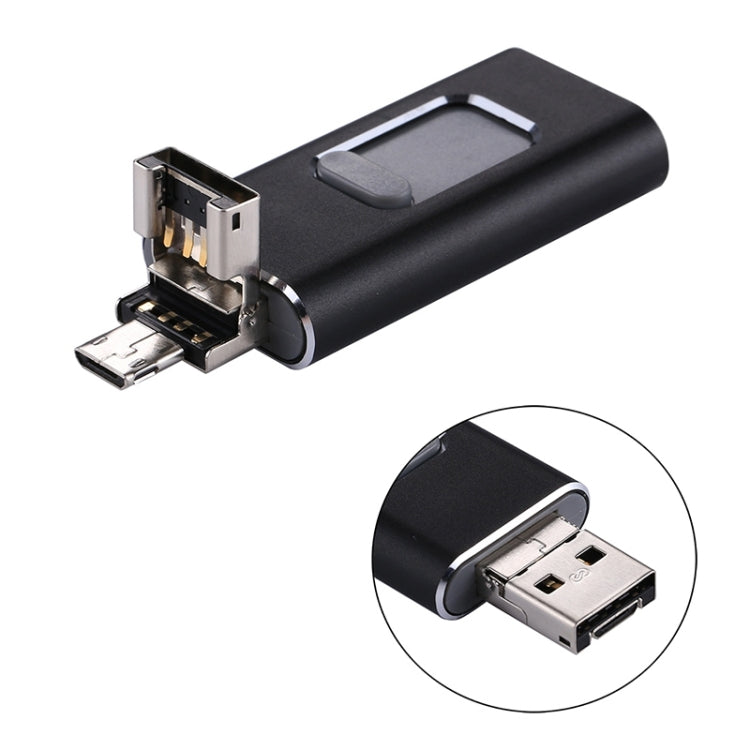 easyflash RQW-01B 3 in 1 USB 2.0 & 8 Pin & Micro USB 32GB Flash Drive, RQW-01B Black