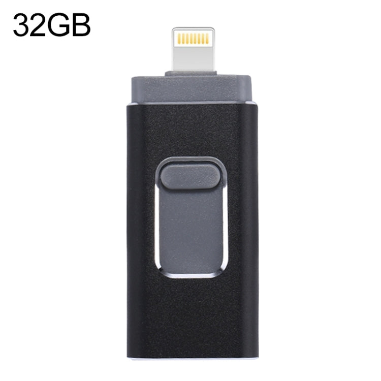 easyflash RQW-01B 3 in 1 USB 2.0 & 8 Pin & Micro USB 32GB Flash Drive, RQW-01B Black