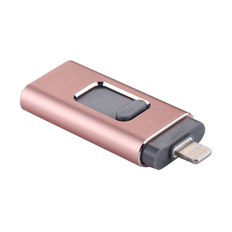 easyflash RQW-01B 3 in 1 USB 2.0 & 8 Pin & Micro USB 32GB Flash Drive, RQW-01B Rose Gold