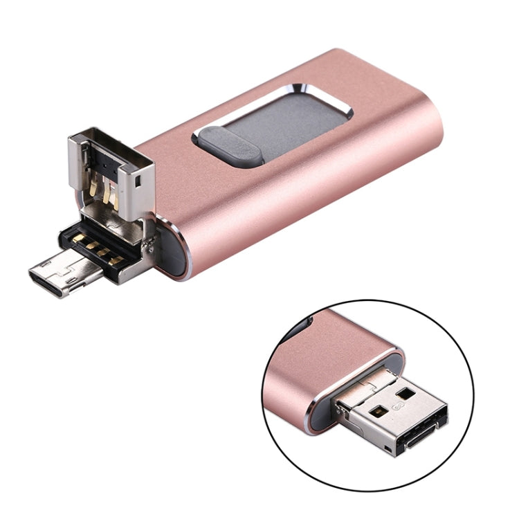 easyflash RQW-01B 3 in 1 USB 2.0 & 8 Pin & Micro USB 32GB Flash Drive, RQW-01B Rose Gold