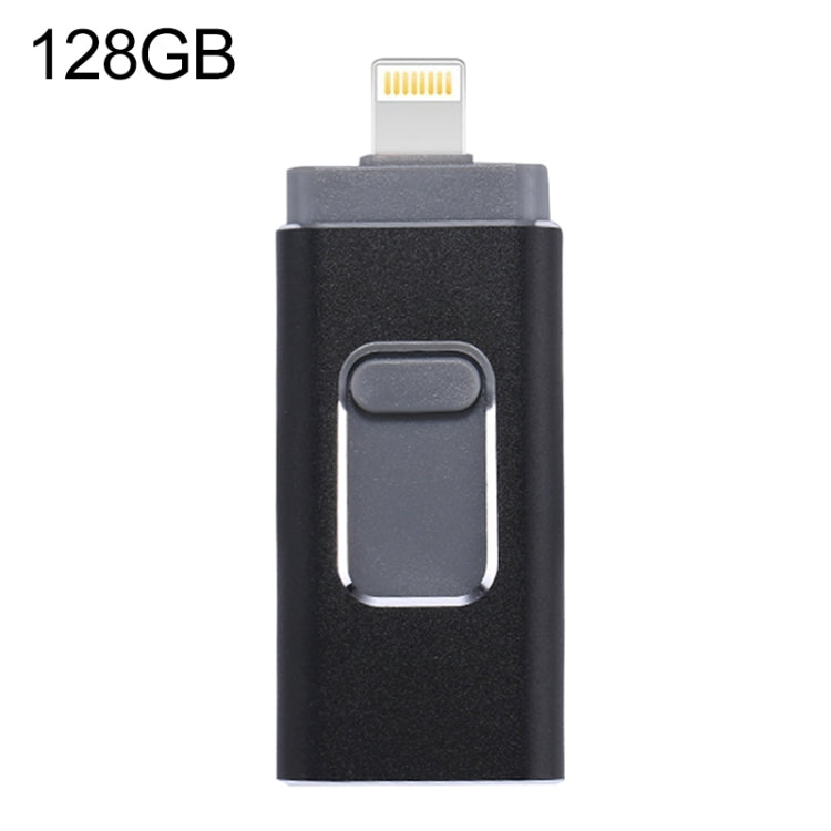 easyflash RQW-01B 3 in 1 USB 2.0 & 8 Pin & Micro USB 128GB Flash Drive, RQW-01B Black