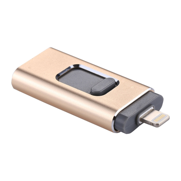 easyflash RQW-01B 3 in 1 USB 2.0 & 8 Pin & Micro USB 128GB Flash Drive, RQW-01B Gold